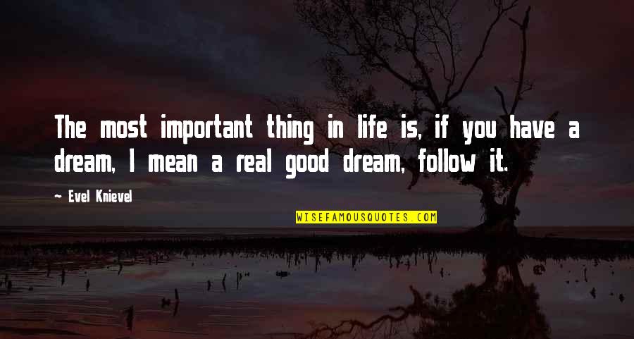 The Good In Life Quotes By Evel Knievel: The most important thing in life is, if