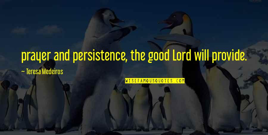 The Good Lord Quotes By Teresa Medeiros: prayer and persistence, the good Lord will provide.