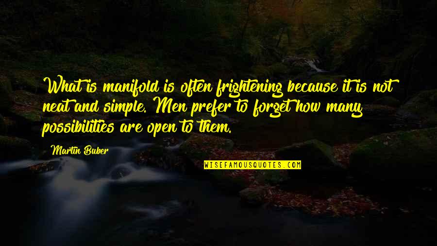 The Good Place Kant Quotes By Martin Buber: What is manifold is often frightening because it The Good Place Kant Quotes By Martin Buber: What is manifold is often frightening because it