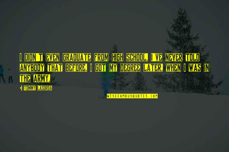 The Graduate Quotes By Tommy Lasorda: I didn't even graduate from high school. I've