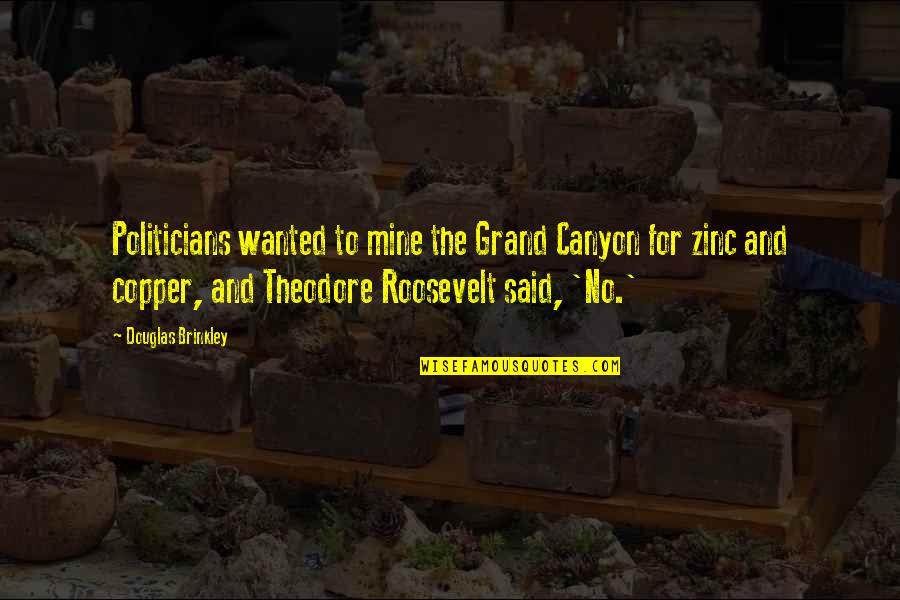 The Grand Canyon Theodore Roosevelt Quotes By Douglas Brinkley: Politicians wanted to mine the Grand Canyon for