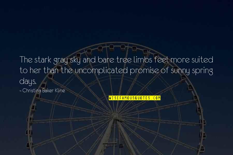 The Gray Sky Quotes By Christina Baker Kline: The stark gray sky and bare tree limbs The Gray Sky Quotes By Christina Baker Kline: The stark gray sky and bare tree limbs