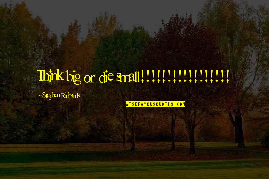 The Great Author Quotes By Stephen Richards: Think big or die small!!!!!!!!!!!!!!!!! The Great Author Quotes By Stephen Richards: Think big or die small!!!!!!!!!!!!!!!!!