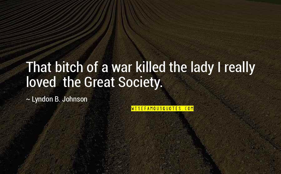 The Great Society Quotes By Lyndon B. Johnson: That bitch of a war killed the lady