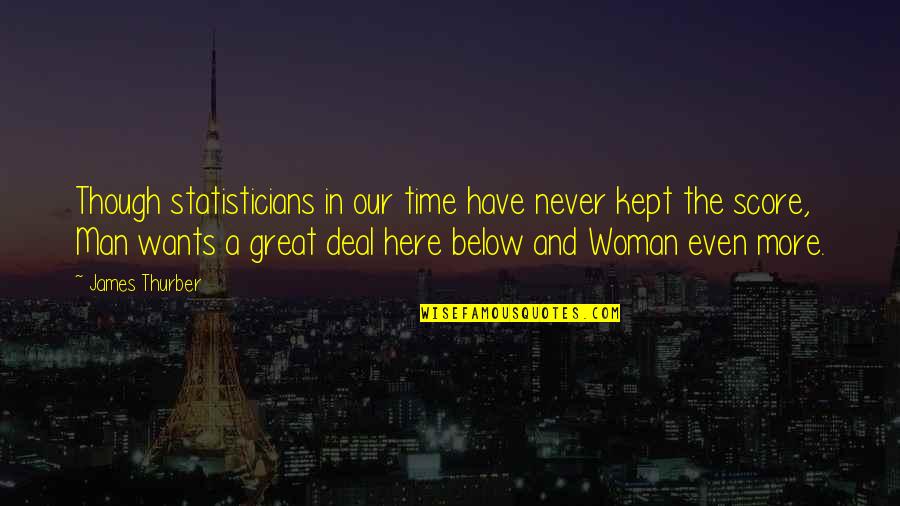 The Greed Of Man Quotes By James Thurber: Though statisticians in our time have never kept