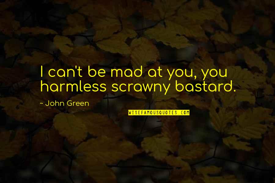 The Green Bastard Quotes By John Green: I can't be mad at you, you harmless