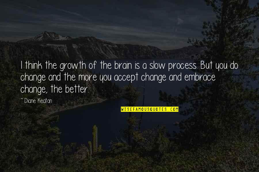 The Growth Quotes By Diane Keaton: I think the growth of the brain is The Growth Quotes By Diane Keaton: I think the growth of the brain is