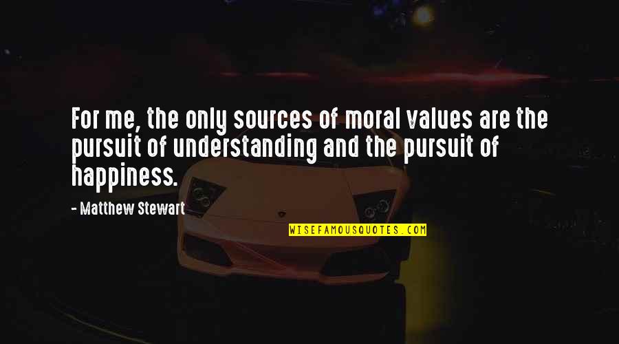 The Happiness Of Pursuit Quotes By Matthew Stewart: For me, the only sources of moral values
