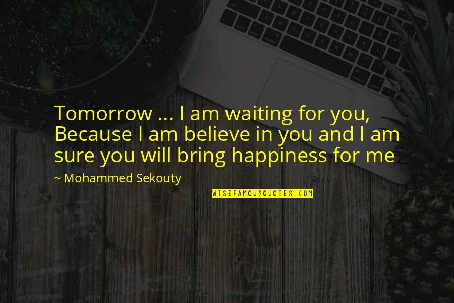 The Happiness You Bring Me Quotes By Mohammed Sekouty: Tomorrow ... I am waiting for you, Because