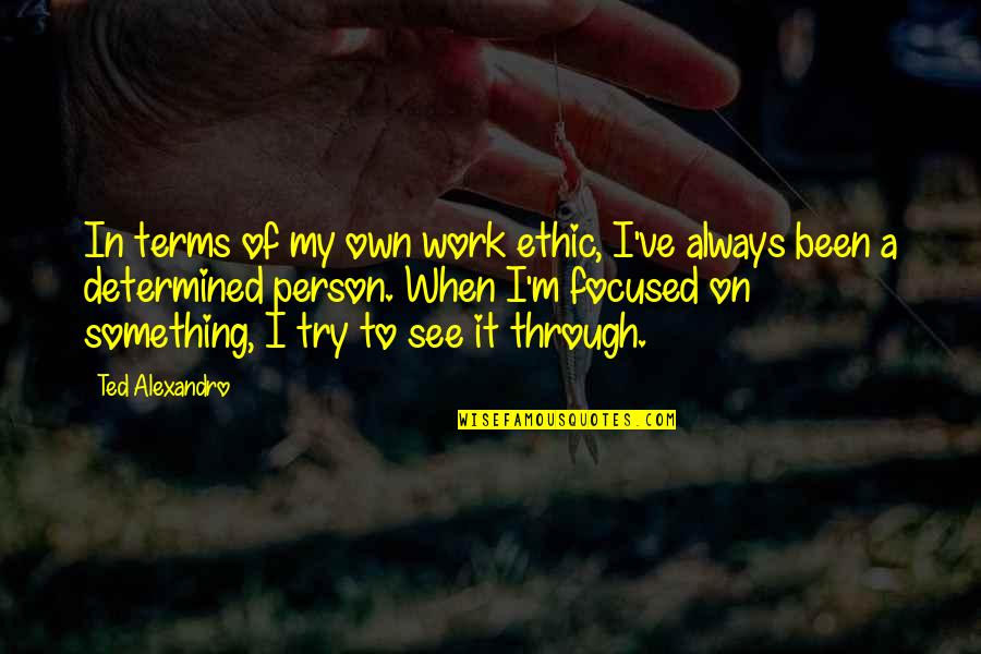 The Hardest Thing And The Right Thing Quotes By Ted Alexandro: In terms of my own work ethic, I've