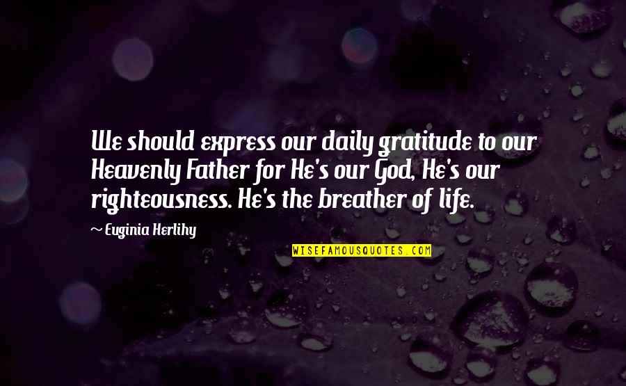 The Heavenly Father Quotes By Euginia Herlihy: We should express our daily gratitude to our