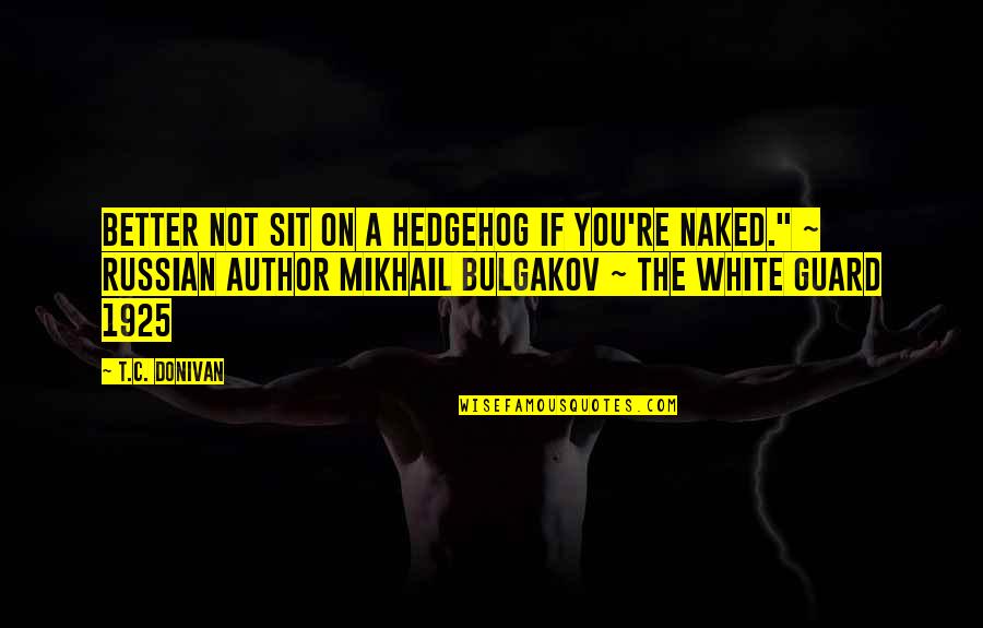 The Hedgehog Quotes By T.C. Donivan: Better not sit on a hedgehog if you're