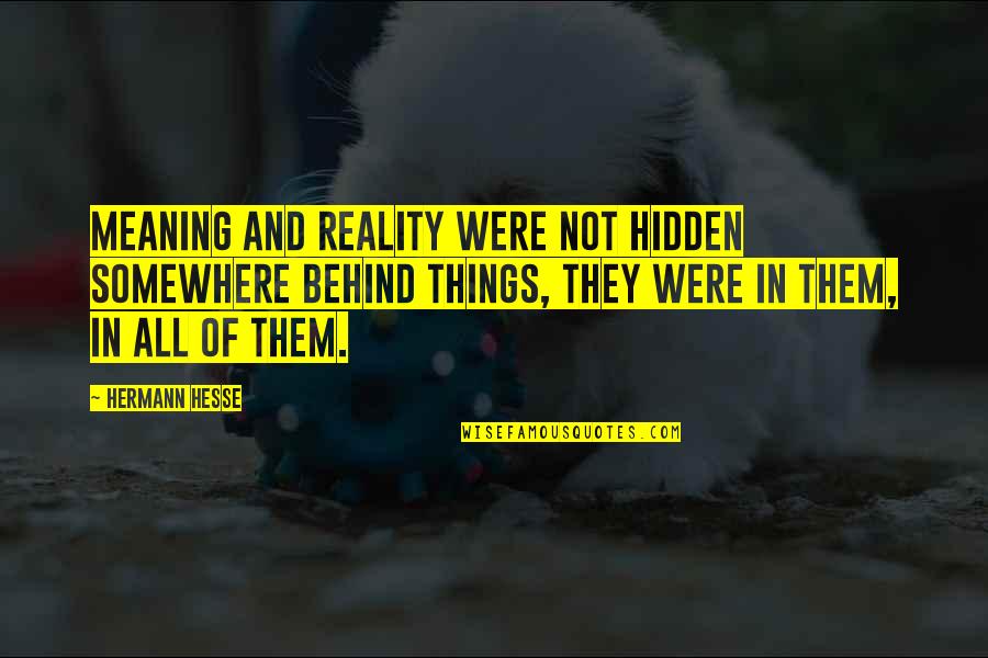 The Hidden Reality Quotes By Hermann Hesse: Meaning and reality were not hidden somewhere behind