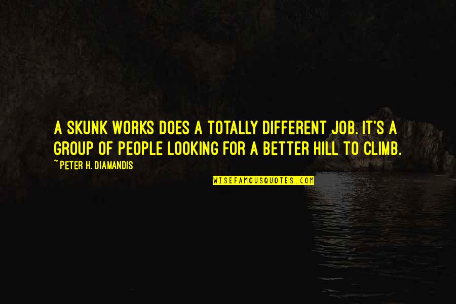 The Hill We Climb Quotes By Peter H. Diamandis: A skunk works does a totally different job. The Hill We Climb Quotes By Peter H. Diamandis: A skunk works does a totally different job.