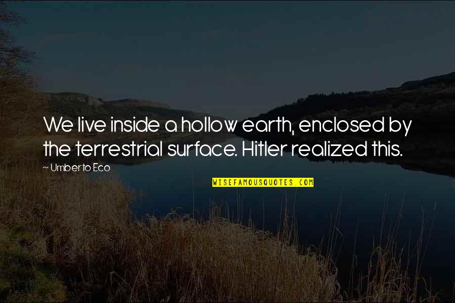 The Hitler Quotes By Umberto Eco: We live inside a hollow earth, enclosed by