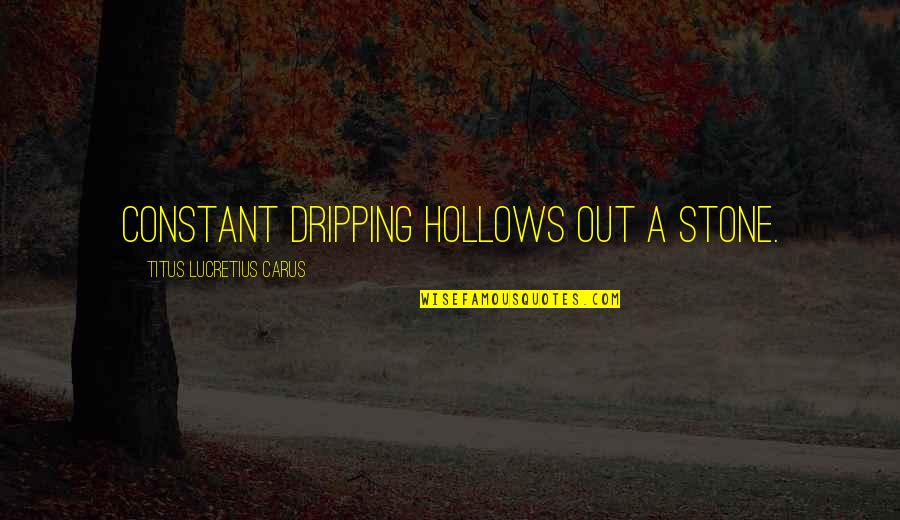 The Hollows Quotes By Titus Lucretius Carus: Constant dripping hollows out a stone.