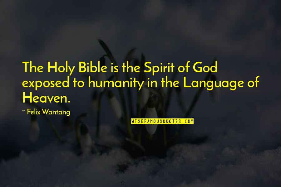 The Holy Spirit Of God Quotes By Felix Wantang: The Holy Bible is the Spirit of God