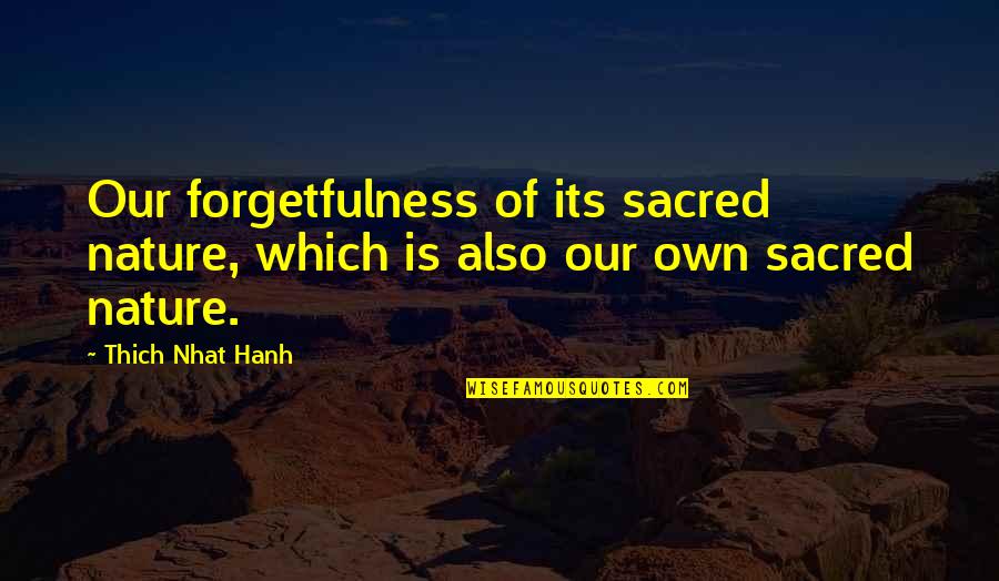 The Horse The Mole And The Boy Quotes By Thich Nhat Hanh: Our forgetfulness of its sacred nature, which is