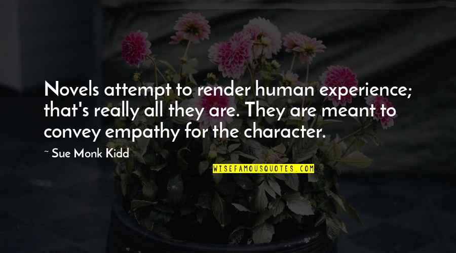 The Human Experience Quotes By Sue Monk Kidd: Novels attempt to render human experience; that's really