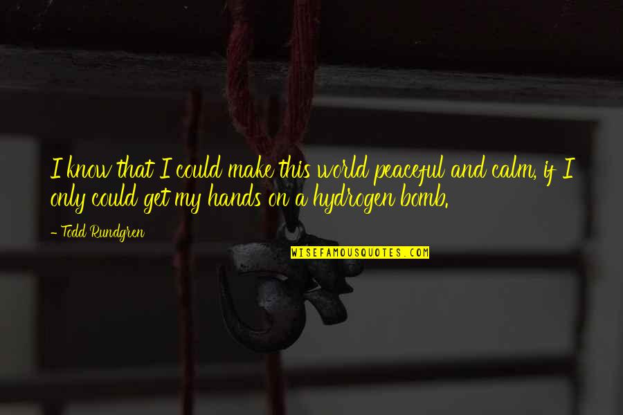 The Hydrogen Bomb Quotes By Todd Rundgren: I know that I could make this world The Hydrogen Bomb Quotes By Todd Rundgren: I know that I could make this world