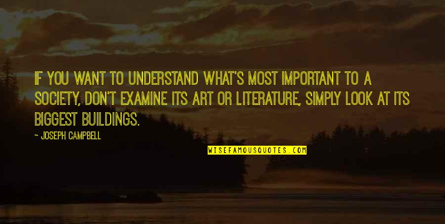 The Importance Of Art In Society Quotes By Joseph Campbell: If you want to understand what's most important