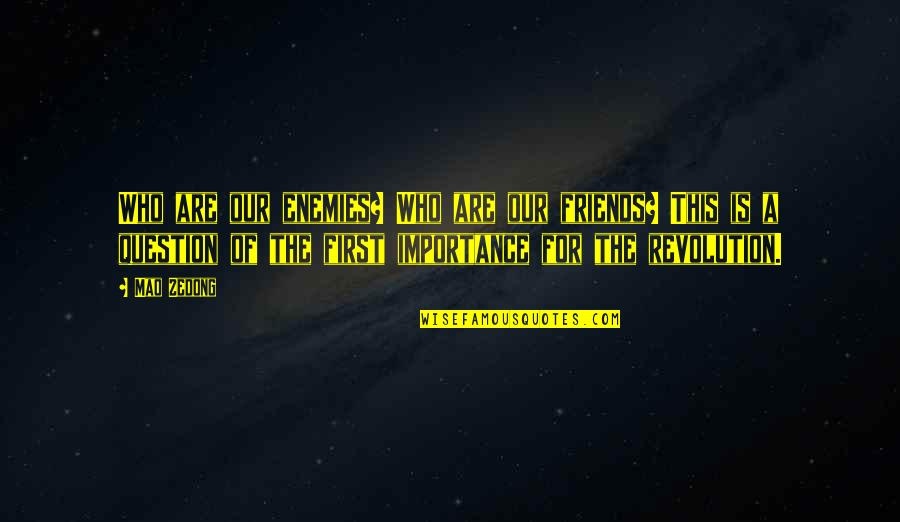 The Importance Of Best Friends Quotes By Mao Zedong: Who are our enemies? Who are our friends?