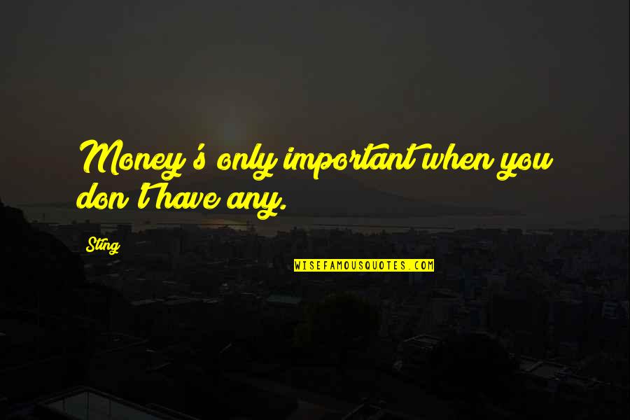 The Importance Of Money Quotes By Sting: Money's only important when you don't have any.