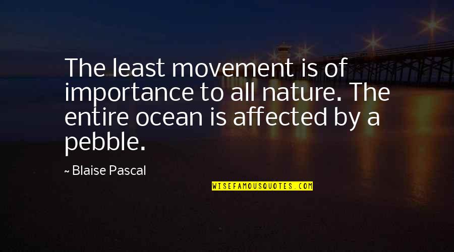 The Importance Of Nature Quotes By Blaise Pascal: The least movement is of importance to all The Importance Of Nature Quotes By Blaise Pascal: The least movement is of importance to all