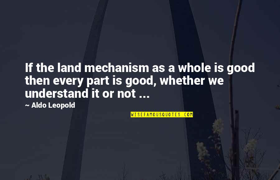 The Importance Of Scholarships Quotes By Aldo Leopold: If the land mechanism as a whole is