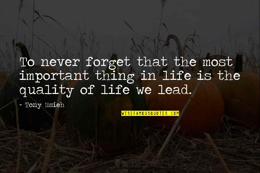 The Important Things In Life Quotes By Tony Hsieh: To never forget that the most important thing