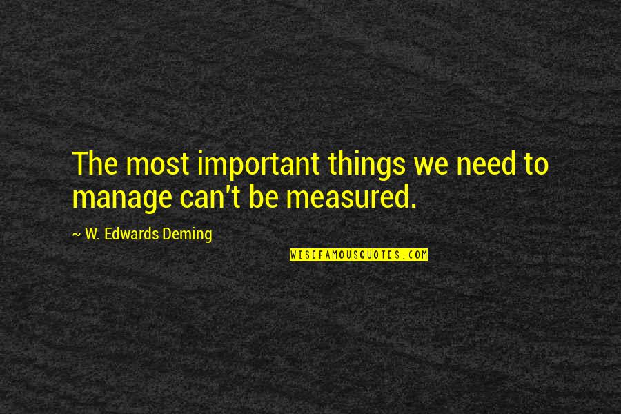 The Important Things Quotes By W. Edwards Deming: The most important things we need to manage