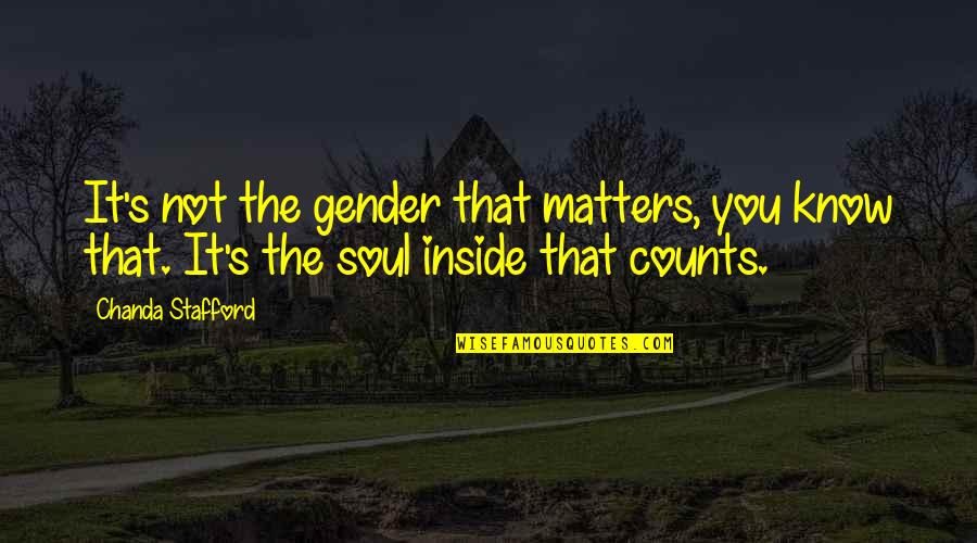The Inside Counts Quotes By Chanda Stafford: It's not the gender that matters, you know The Inside Counts Quotes By Chanda Stafford: It's not the gender that matters, you know