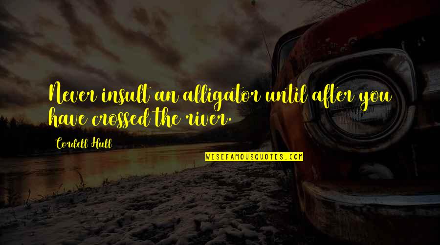 The Insult Quotes By Cordell Hull: Never insult an alligator until after you have