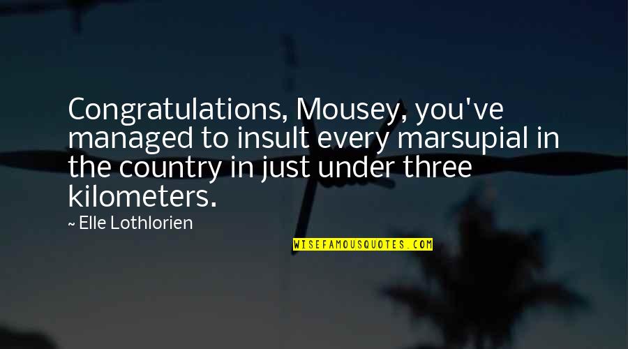 The Insult Quotes By Elle Lothlorien: Congratulations, Mousey, you've managed to insult every marsupial