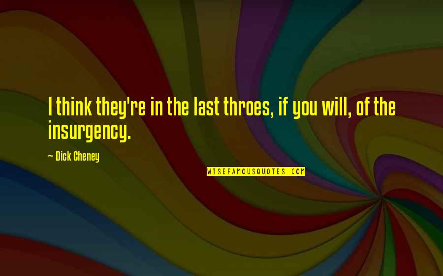 The Iraq War Quotes By Dick Cheney: I think they're in the last throes, if
