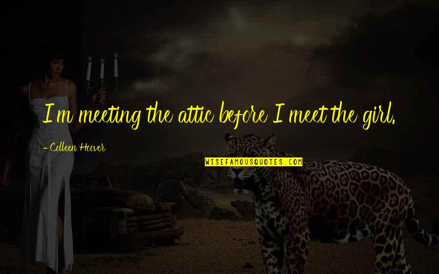 The Irony Quotes By Colleen Hoover: I'm meeting the attic before I meet the