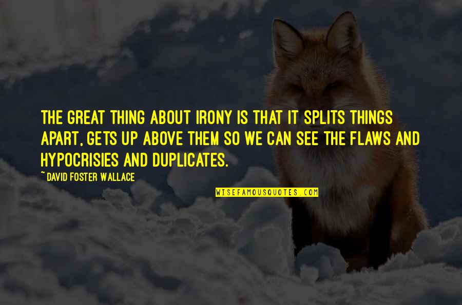 The Irony Quotes By David Foster Wallace: The great thing about irony is that it