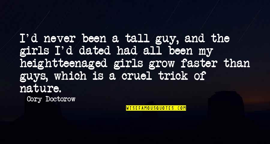 The Is Cruel Quotes By Cory Doctorow: I'd never been a tall guy, and the