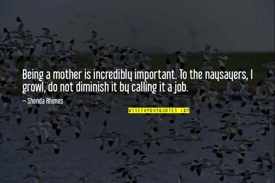 The Job Of Being A Mother Quotes By Shonda Rhimes: Being a mother is incredibly important. To the