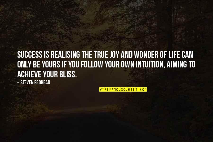 The Joy Of Life Quotes By Steven Redhead: Success is realising the true joy and wonder The Joy Of Life Quotes By Steven Redhead: Success is realising the true joy and wonder