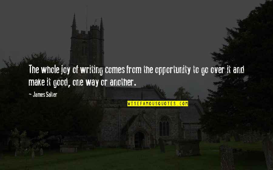 The Joy Of Writing Quotes By James Salter: The whole joy of writing comes from the