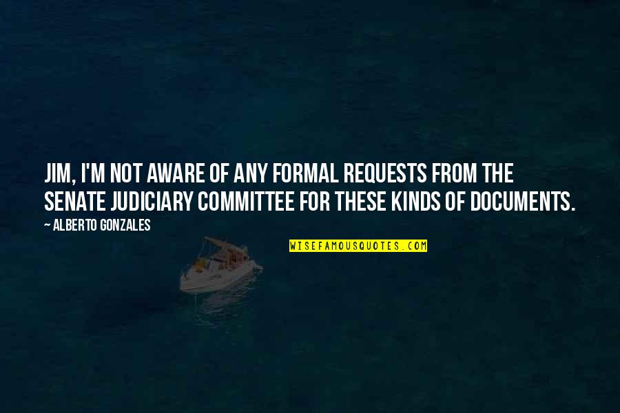 The Judiciary Quotes By Alberto Gonzales: Jim, I'm not aware of any formal requests