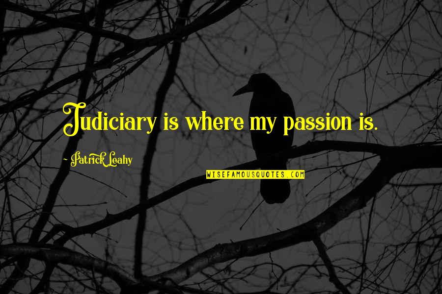 The Judiciary Quotes By Patrick Leahy: Judiciary is where my passion is.