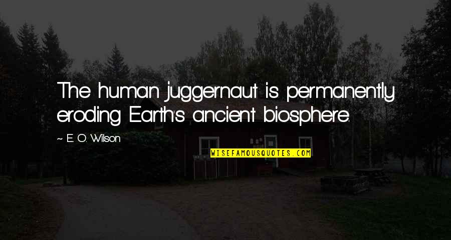 The Juggernaut Quotes By E. O. Wilson: The human juggernaut is permanently eroding Earth's ancient