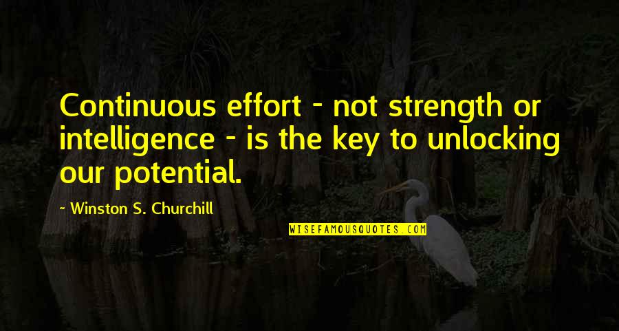 The Key Quotes By Winston S. Churchill: Continuous effort - not strength or intelligence -