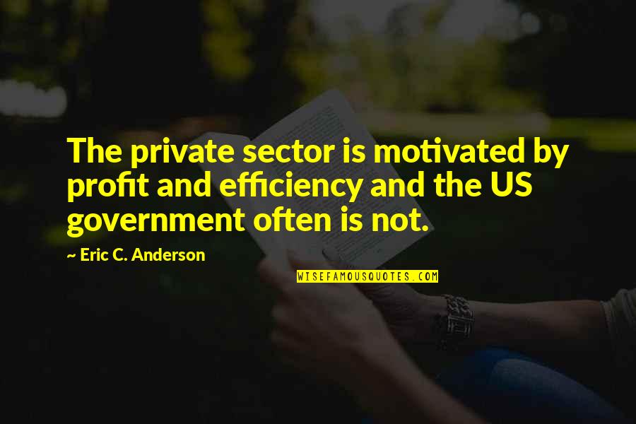 The Last Act Of Love Quotes By Eric C. Anderson: The private sector is motivated by profit and The Last Act Of Love Quotes By Eric C. Anderson: The private sector is motivated by profit and