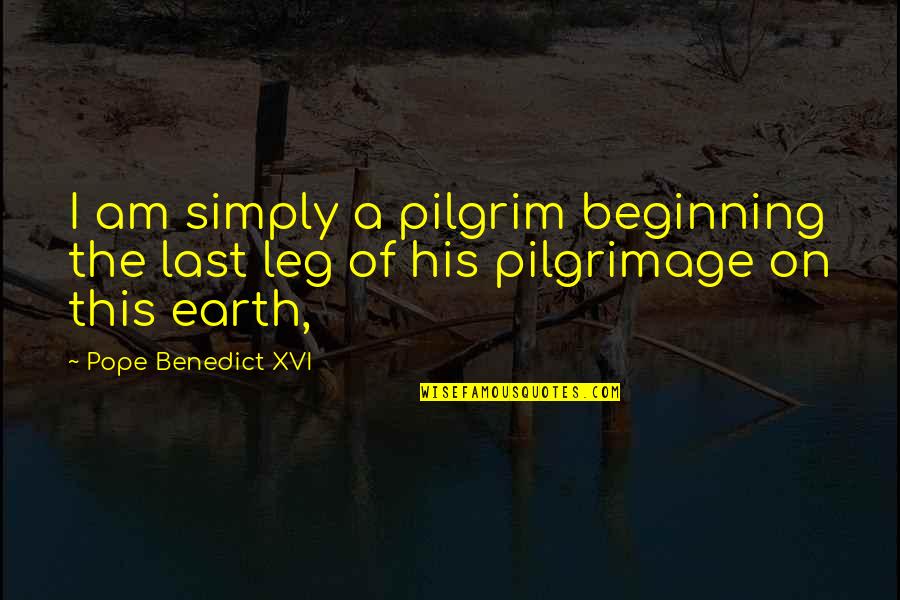 The Last Leg Quotes By Pope Benedict XVI: I am simply a pilgrim beginning the last