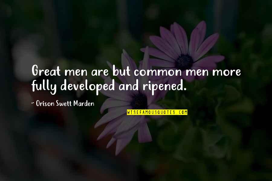 The Last Meow Quotes By Orison Swett Marden: Great men are but common men more fully