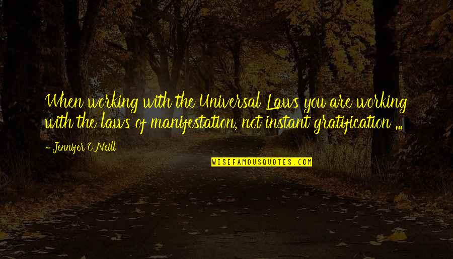 The Laws Of Attraction Quotes By Jennifer O'Neill: When working with the Universal Laws you are