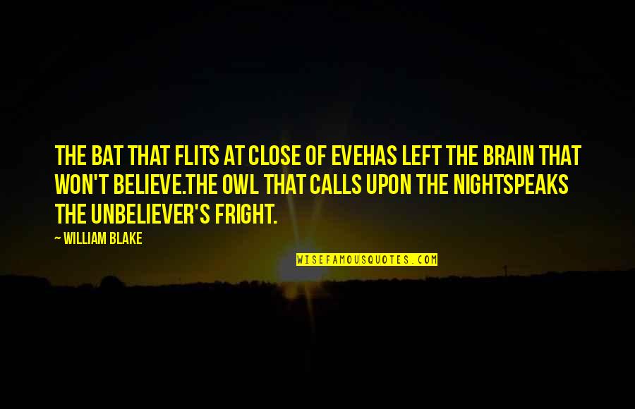 The Left Brain Quotes By William Blake: The Bat that flits at close of EveHas